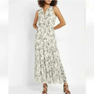 Express Printed Chiffon Tiered Trapeze Maxi Dress Size XS
